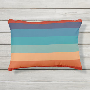 Regenbogenstreifen Vintage-Farben Alter Stil Bunt Kissen Für Draußen