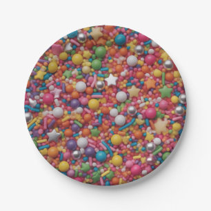 Regenbogenstreusel Pappteller