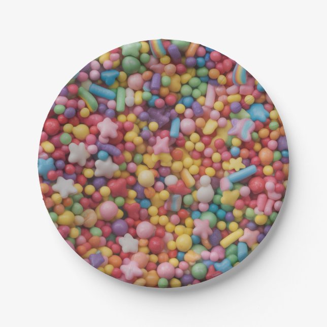Regenbogenstreusel Pappteller (Vorderseite)