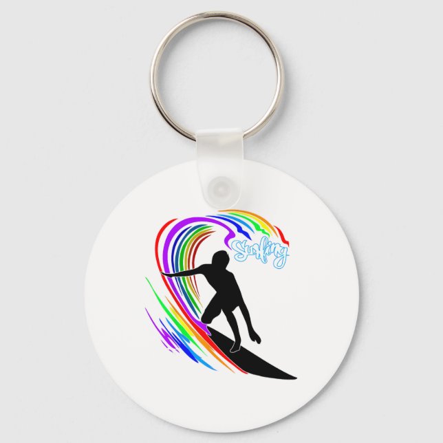 Regenbogensurfen  schlüsselanhänger (Vorderseite)