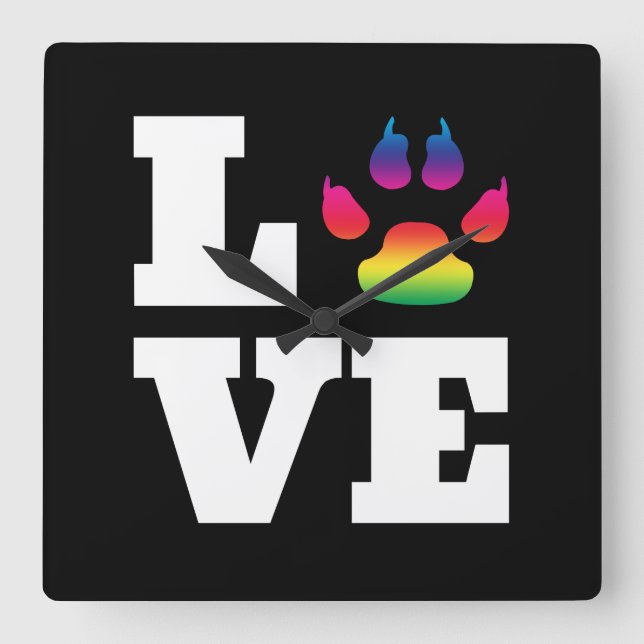 Regenbogentatze Quadratische Wanduhr (Vorderseite)
