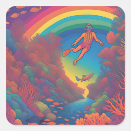 Regenbogentauchung Quadratischer Aufkleber