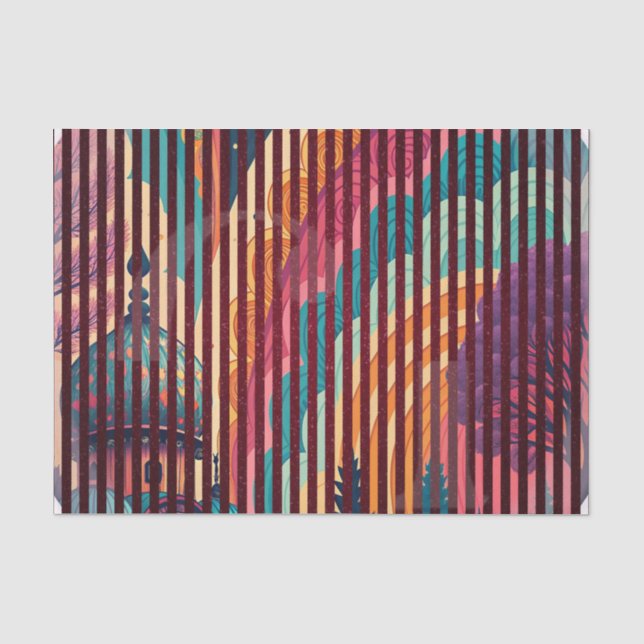 Regenbogentempel-Gestreiftes Seidenpapier – Anpass (Vorderseite)