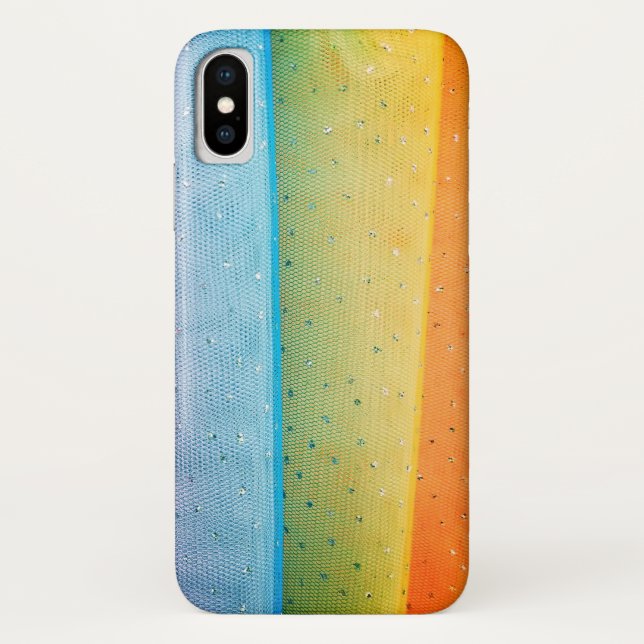 Regenbogentülle mit Rhinestonen Case-Mate iPhone Hülle (Rückseite)