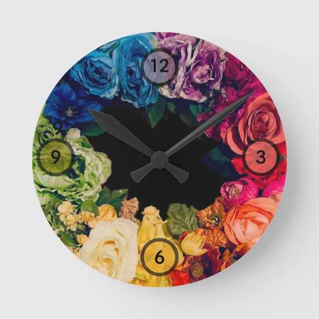 Regenbogenuhr Runde Wanduhr (Vorderseite)