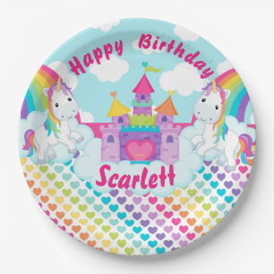 Regenbogenunicorn-alles Gute zum Geburtstag Pappteller
