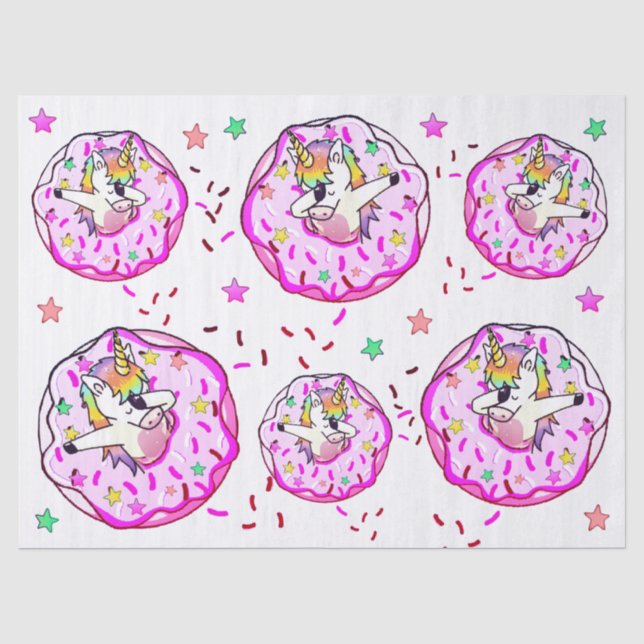 Regenbogenunicorn-Klecks-Tanz-Pose-Rosa gefror Seidenpapier (Vorderseite)