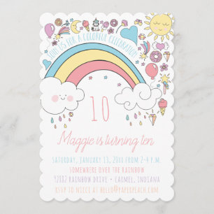 Regenbogenunicorn-Mädchen-Geburtstags-Party Einladung