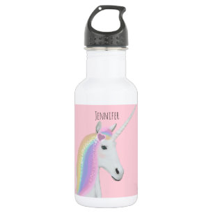 Regenbogenunicorn-niedlicher rosa personalisierter edelstahlflasche