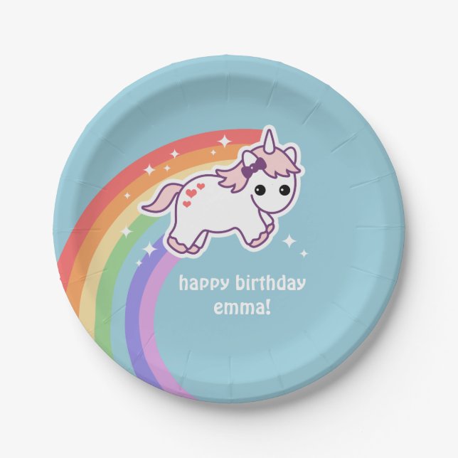 Regenbogenunicorn-Party Pappteller (Vorderseite)