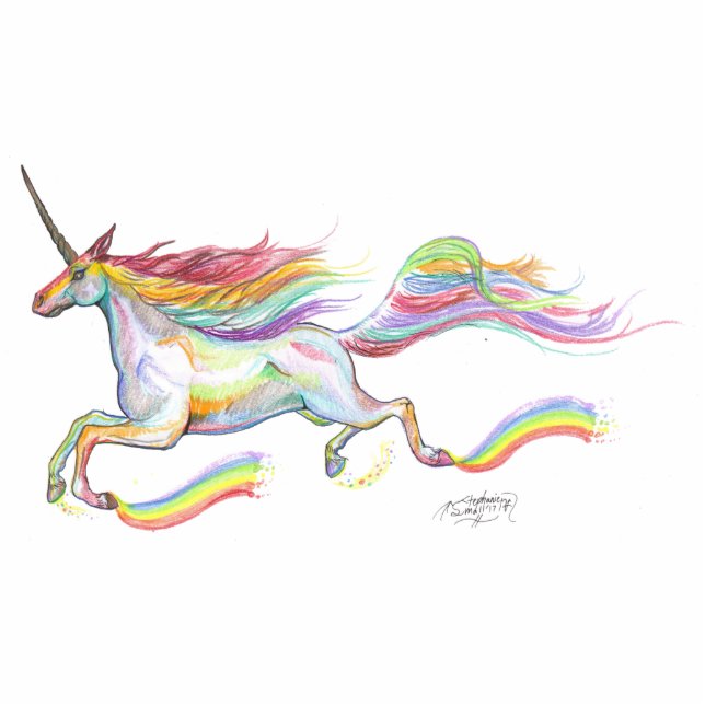Regenbogenunicorn-Pegasus-Pferdepony-Fliegen Freistehende Fotoskulptur (Vorne)