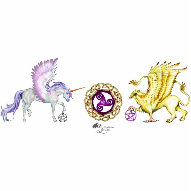 Regenbogenunicorn-Pegasus-Pferdepony Griffon Freistehende Fotoskulptur (Vorne)