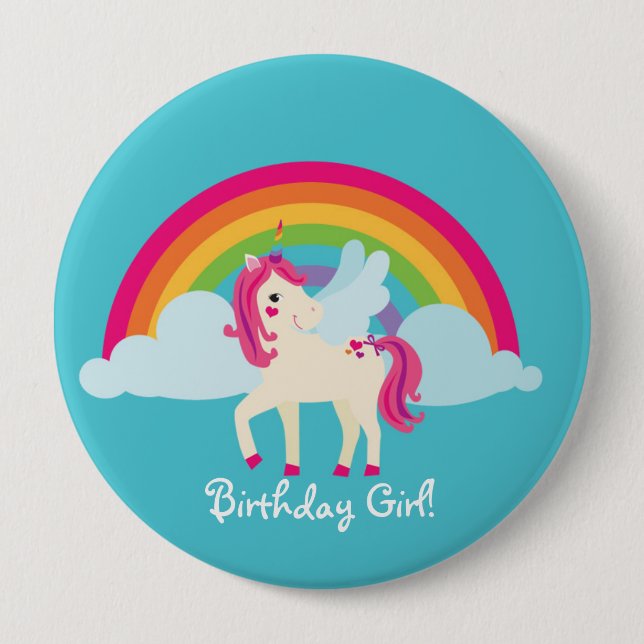 Regenbogenunicorn-personalisierter Button (Vorderseite)