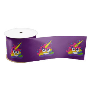 RegenbogenUnicorn Poo Emoji (lila) Band Satinband