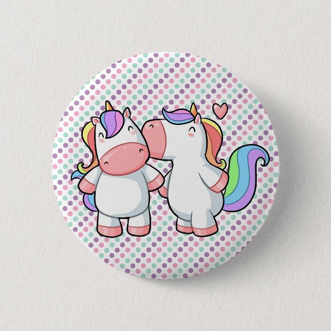 RegenbogenUnicorns, die Liebe küssen, ist Button (Vorderseite)