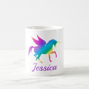 Regenbogenverlauf-Einhorn-Silhouette für Kinder Kaffeetasse