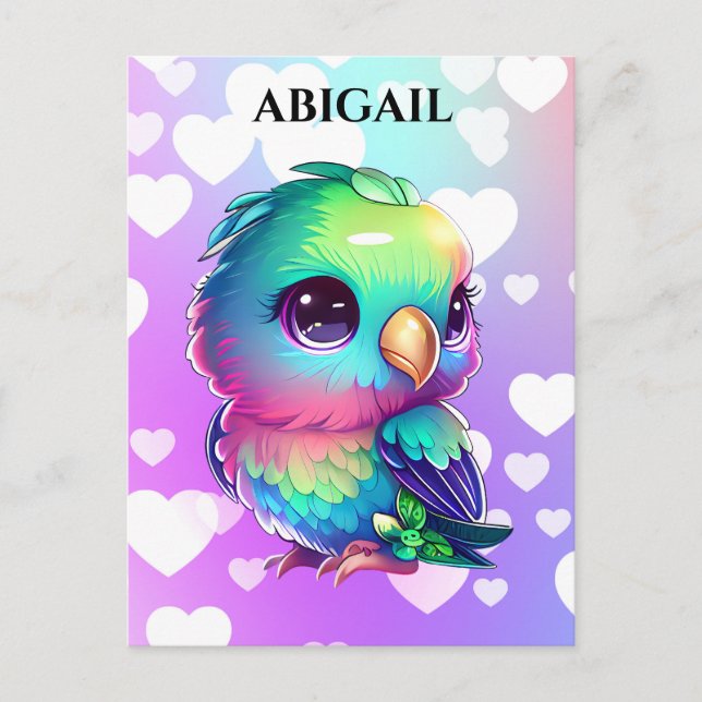 Regenbogenvogel & Herz Postkarte (Vorderseite)