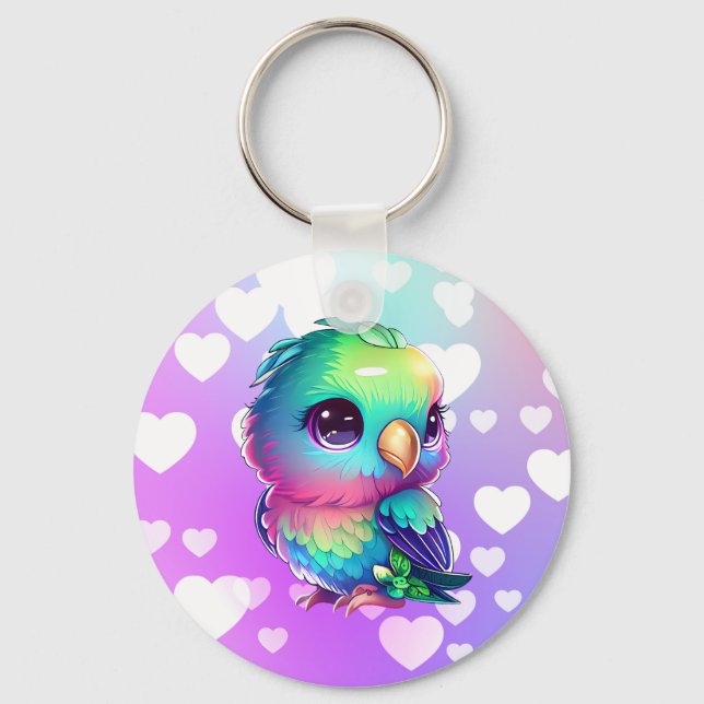 Regenbogenvogel & Herz Schlüsselanhänger (Vorderseite)