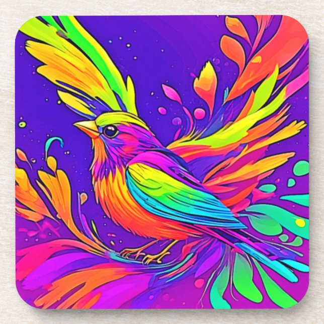 Regenbogenvogel im Cartoon Land Getränkeuntersetzer (Vorderseite)