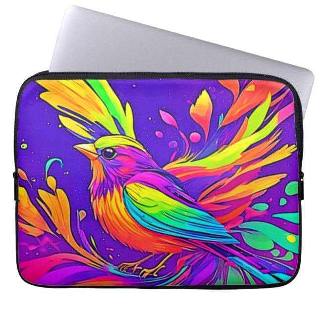 Regenbogenvogel im Cartoon Land Laptopschutzhülle (Vorderseite)