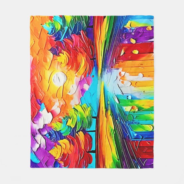 Regenbogenwald-Sonnenuntergangsträume Fleecedecke (Vorderseite)