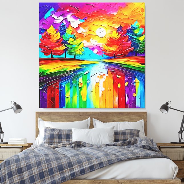 Regenbogenwald-Sonnenuntergangsträume Leinwanddruck (Insitu (Schlafzimmer))