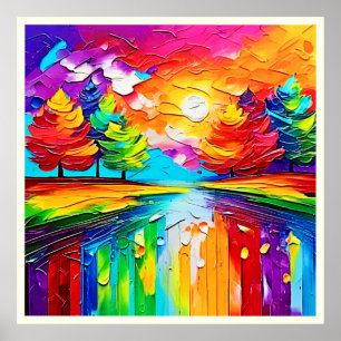 Regenbogenwald-Sonnenuntergangsträume Poster