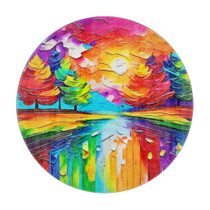 Regenbogenwald-Sonnenuntergangsträume Schneidebrett