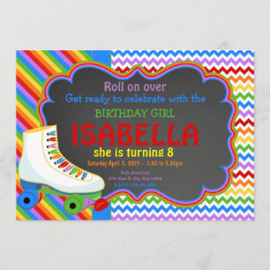 Regenbogenwalze Skate Party Einladung