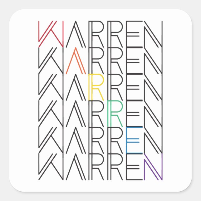 Regenbogenwarentexte Quadratischer Aufkleber (Vorderseite)