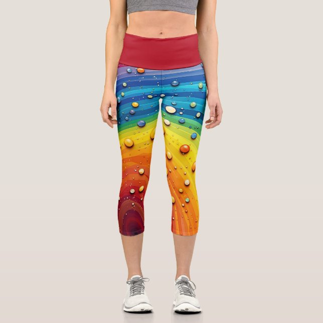 Regenbogenwassertropfen Capri Leggings (Vorderseite)