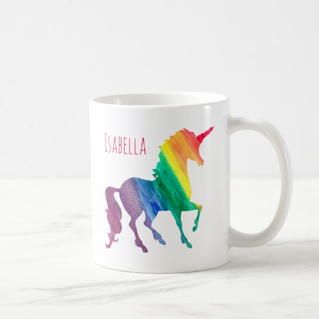 RegenbogenWatercolorunicorn-hübsches Tasse (Rechts)