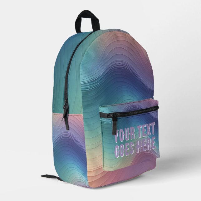 Regenbogenwelle ombre farbig Ihr Text hier Bedruckter Rucksack (Rückseitige Ecke links)