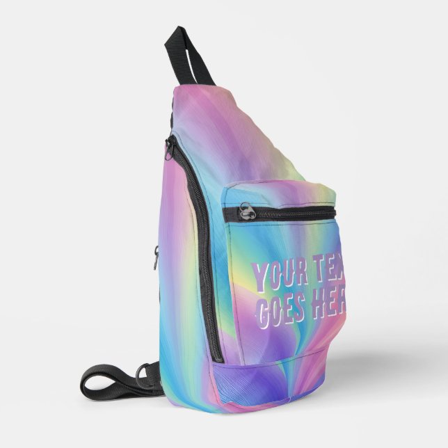 Regenbogenwelle ombre farbig Ihr Text hier Crossbody Bag (Linke Seite)