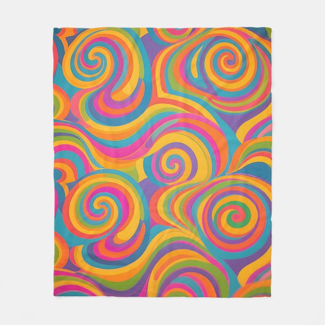 Regenbogenwirbel Abstrakte Lebendige Energie Fleecedecke (Vorderseite)