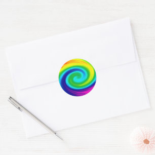 Regenbogenwirbel-Abstraktkunst-Design Runder Aufkleber