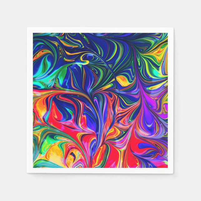 Regenbogenwirbel Trippy Glow Stick Serviette (Vorderseite)