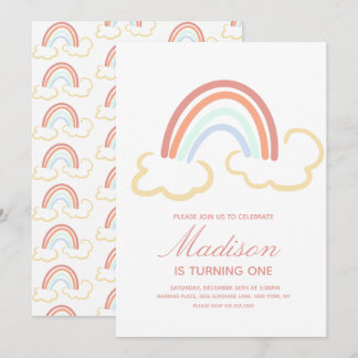 Regenbogenwolke Doodle jedes Alter farbenfroh Einladung