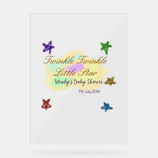 Regenbogenwolken funkeln Twinkle Little Star Baby Acrylschild (Vorderseite)