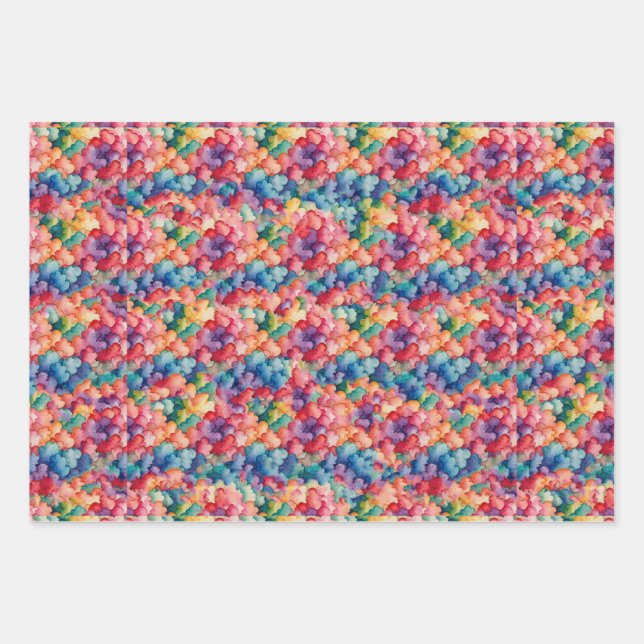 Regenbogenwolken Geschenkpapier Set (Vorderseite)