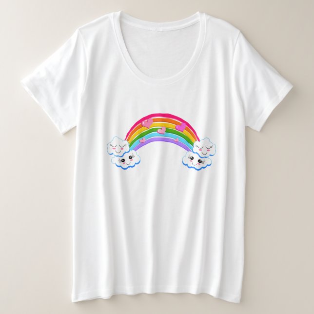 Regenbogenwolken Plus-Size-Shirt Große Größe T-Shirt (Design vorne)