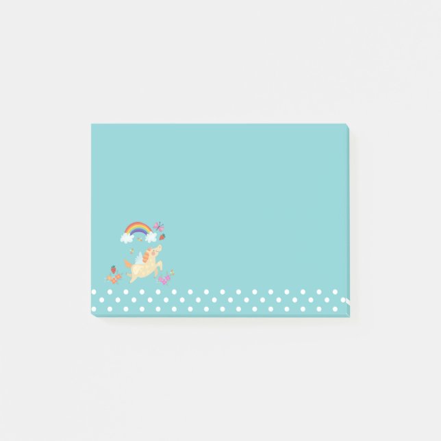 Regenbogenwolken und Blume Post-it Klebezettel (Vorderseite)