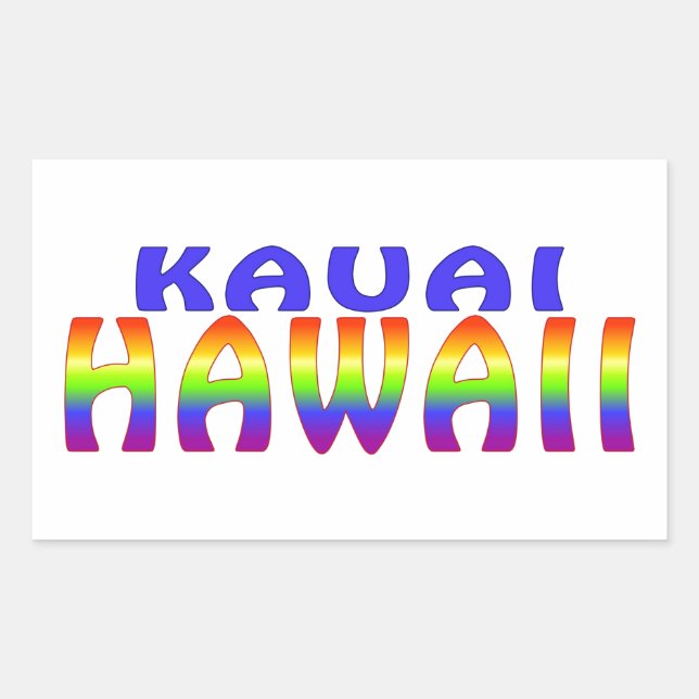 Regenbogenwörter Kauais Hawaii Rechteckiger Aufkleber (Vorderseite)