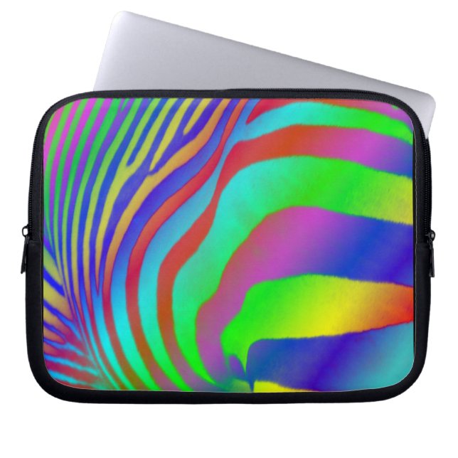 Regenbogenzebra-Druck Laptopschutzhülle (Vorderseite)