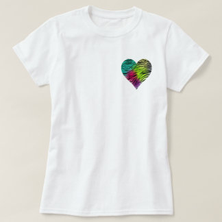 Regenbogenzebra-Herz T-Shirt