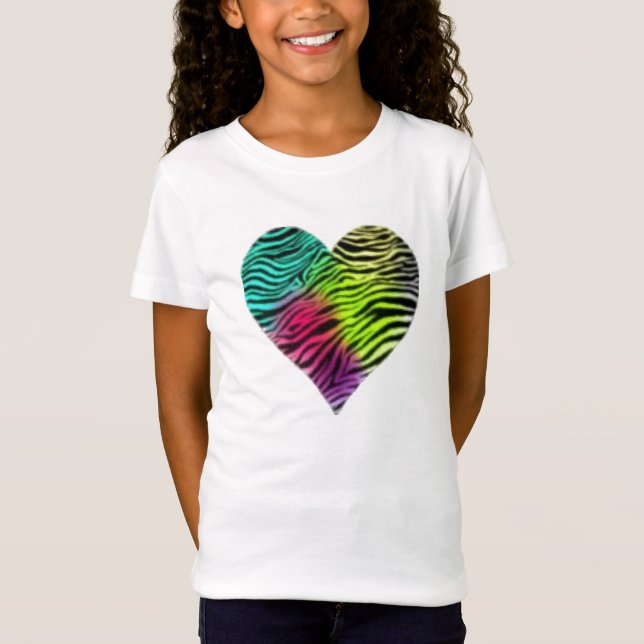 Regenbogenzebra-Herz-T-Shirt T-Shirt (Vorderseite)