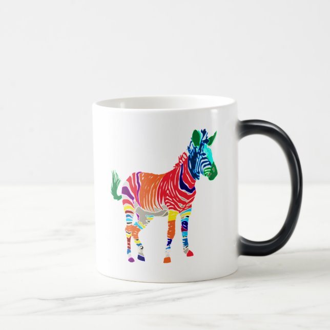 Regenbogenzebra-Tier-mit Monogramm Muster-Party Verwandlungstasse (Rechts)