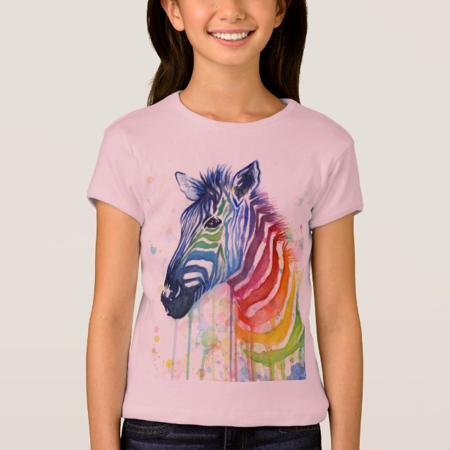 RegenbogenZebraWatercolor scherzt Shirt (Vorderseite)