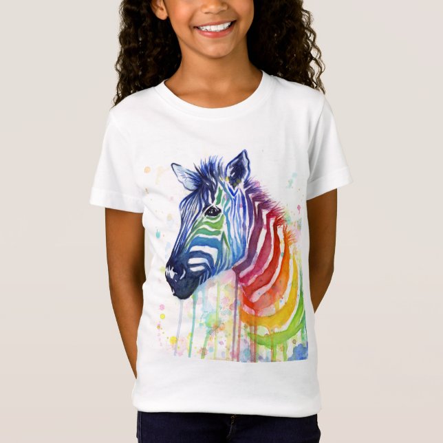 RegenbogenZebraWatercolor scherzt Shirt (Vorderseite)