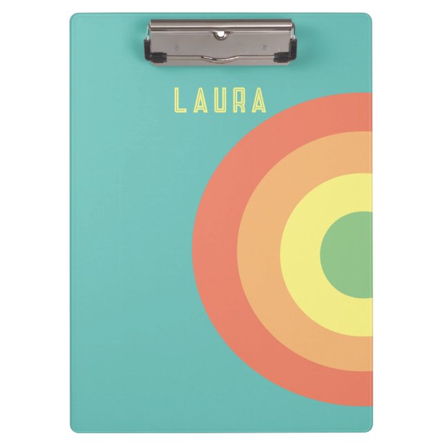 Regenbogenziel Retro-80er Zwischenablage Klemmbrett (Vorderseite)